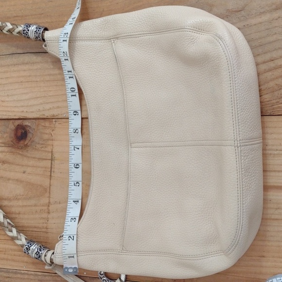 Brighton Barbados Pebbled Leather Zip Top Braided Strap Hobo Bag - Picture 8 of 16